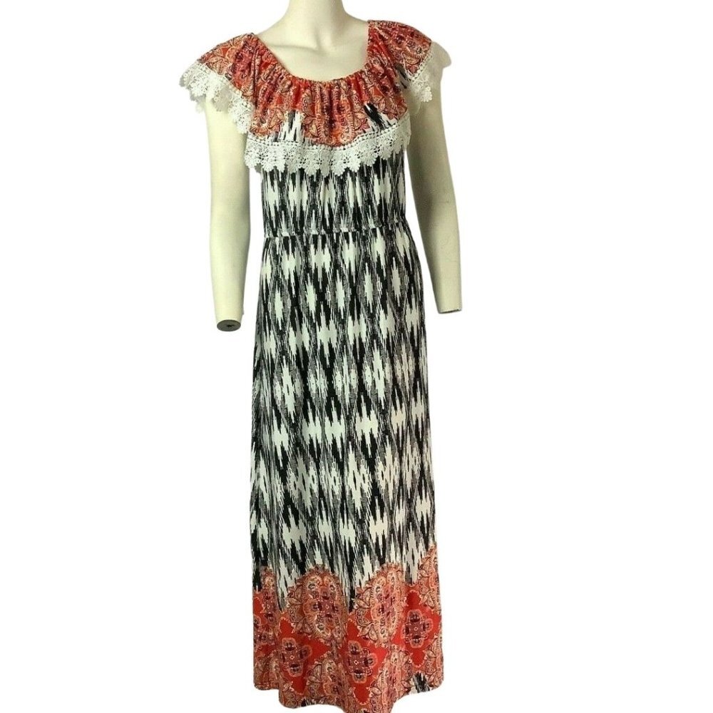Me 2 Magic Gypsy/Peasant/Boho Convertible Off-Shoulder Maxi Dress Size Med NWT